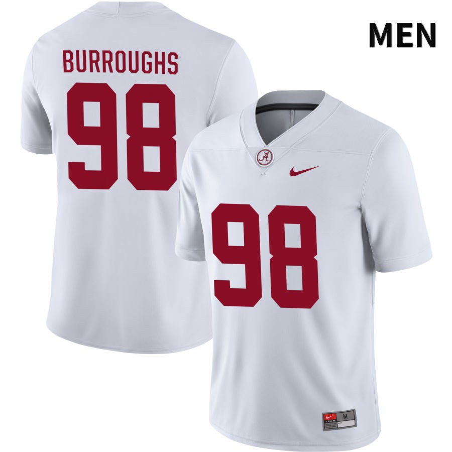 Alabama Crimson Tide Men's Jamil Burroughs #98 NIL White 2022 NCAA Authentic Stitched College Football Jersey IA16M00QQ